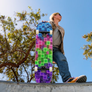 Skate Neon 3D Cubo - Azul Elétrico Rosa