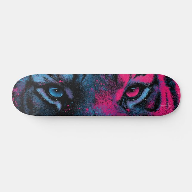 Skate Neon Blue e Pink Close-up of Tiger Eyes (Horz)