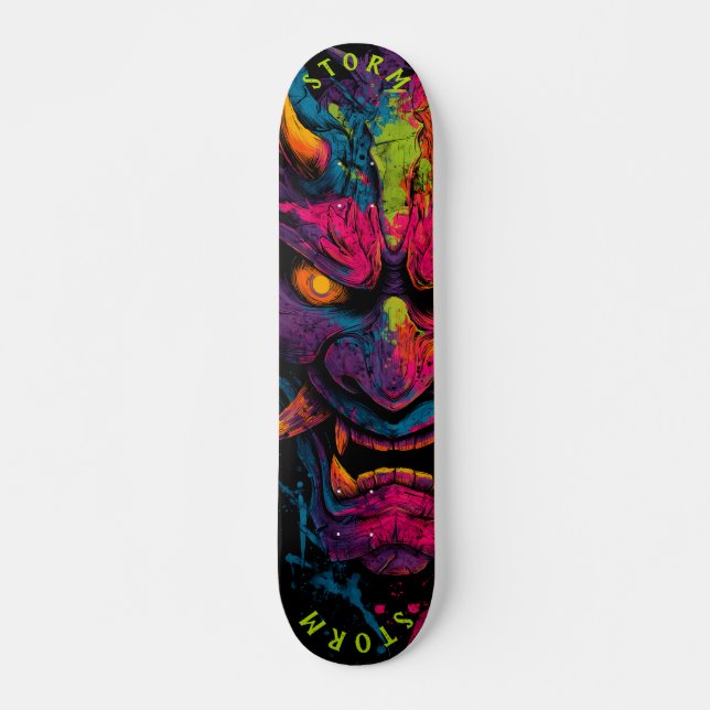 Skate Neon Oni Mask - Limited Edition Grafite Street (Frente)