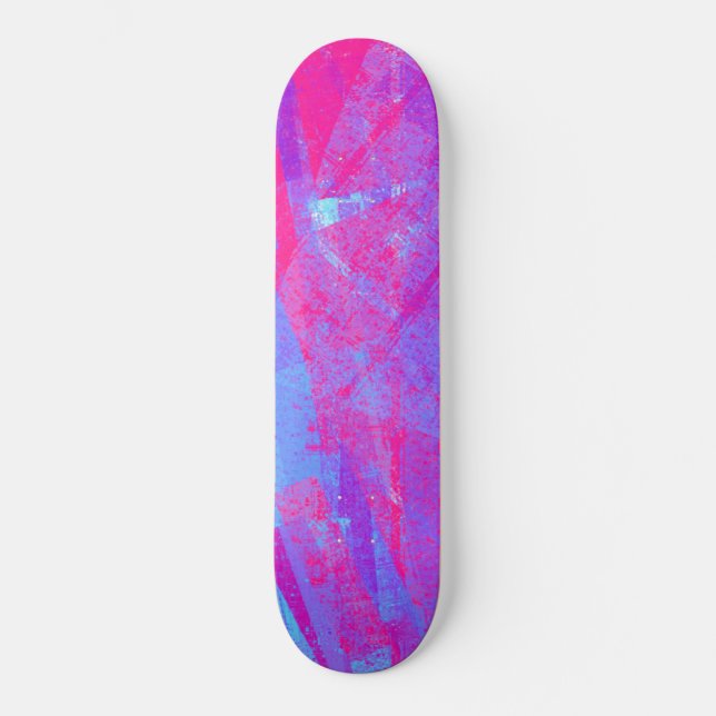 Skate Neon Pink & Aqua Blue Abstrato (Frente)