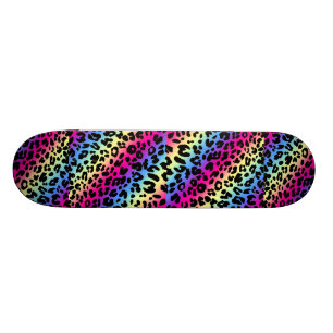 Skate Neon Rainbow Leopard Pattern Impressão