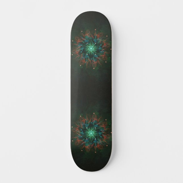 Skate Neon Starburst Fractal – Glowing Green and Electri (Frente)