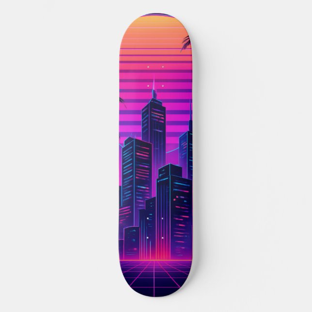 Skate Neon Sunset Retro-Futurístico (Frente)