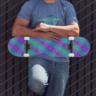 Skate Neon Turquoise & Purple Stripes