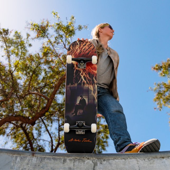 Skate Nikola Tesla Voltage Released Vintage Art (Ao ar livre 1)