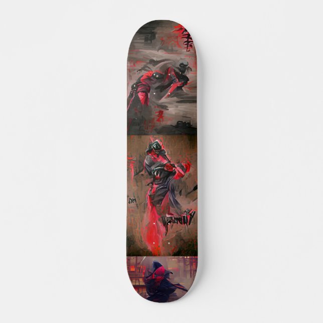 Skate Ninja Red Death Graphics abstrato art (Frente)