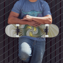 Skate Nobre Ouro Teal Abstrato Fantasy Arte Fractal
