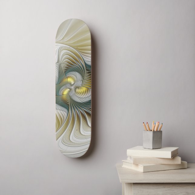 Skate Nobre Ouro Teal Abstrato Fantasy Arte Fractal (Arte de parede)