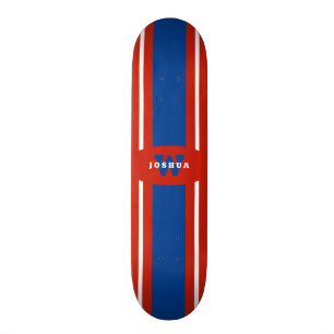 Skate Nome branco vermelho das listras azuis
