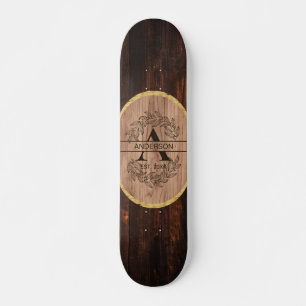 Skate Nome da Família Personalizada do Rustic Wooden Mon