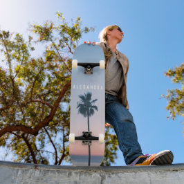 Skate Nome da Menina Tropical Azul Cor-de-rosa Árvore Pa