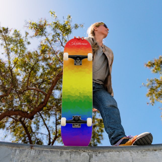 Skate Nome de Mosaico Arco-Íris Moderno (Ao ar livre 1)