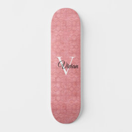 Skate Nome do Monograma de Aquarela Rosa Ruddy
