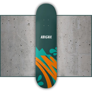 Skate Nome Laranja Verde Metade Selvagem Abstrato