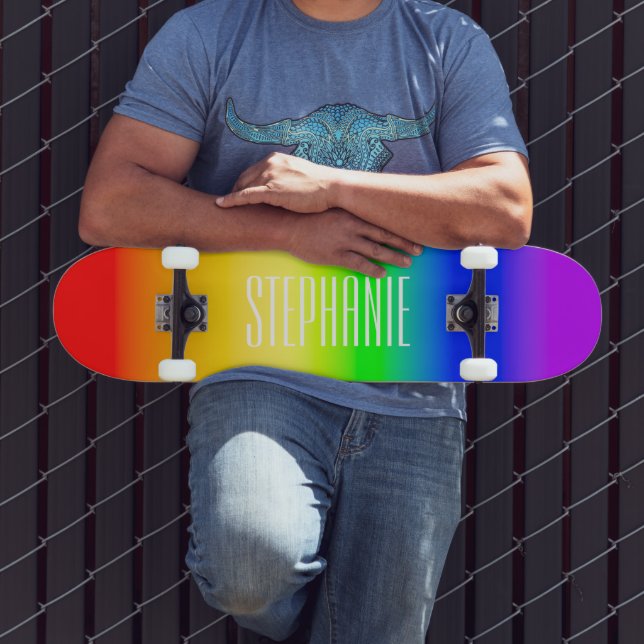 Skate Nome LGBT Orgulho LGBT Gradient Ombre (Ao ar livre 3)