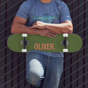Skate Nome Moderno do Olive Green   Trendência Clássica