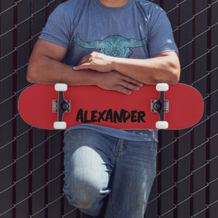 Skate Nome Moderno Vermelho do Motor de Fogo   Trendênci
