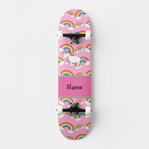 Skate Nome personalizado arco-íris cor-de-rosa unicórnio