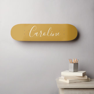 Skate Nome Personalizado da Caligrafia Chic Amarelo
