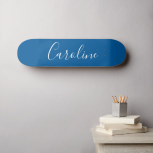 Skate Nome Personalizado da Caligrafia Chic Cobalt Blue