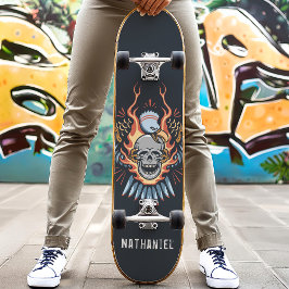 Skate Nome Personalizado de Caveira de Águia de Flaming