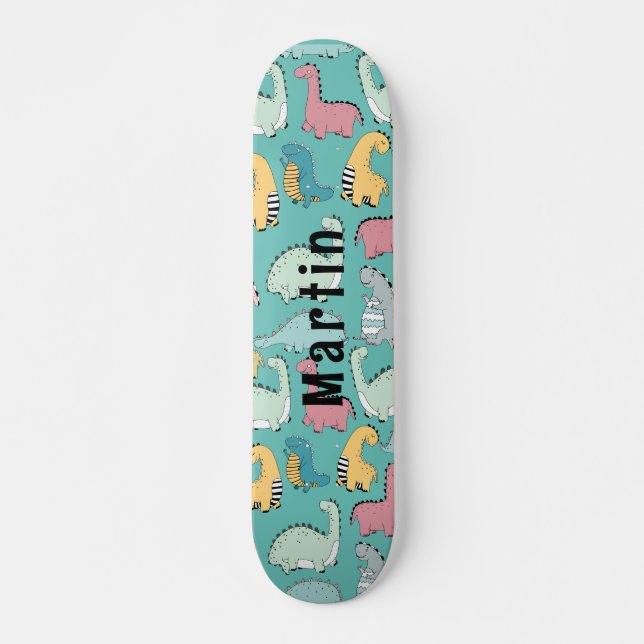 Skate Nome personalizado de dinossauros bonitos (Frente)