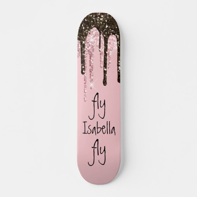Skate Nome Personalizado de Girly Sparkle Girly Girly Gl (Frente)