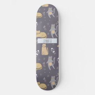 Skate Nome Personalizado de Padrão Sem Percepção de Gato