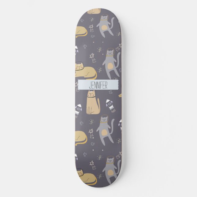 Skate Nome Personalizado de Padrão Sem Percepção de Gato (Frente)