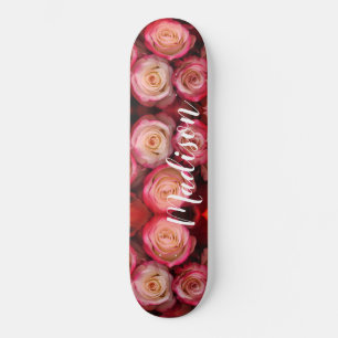 Skate Nome Personalizado de Rosas Florais Rosa Girassol