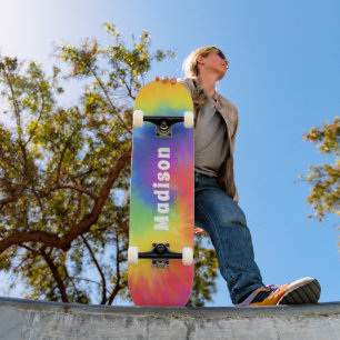 Skate Nome Personalizado de Tie Dye Swirl Moderno Colori