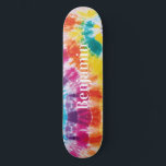 Skate Nome Personalizado do Colorido Rainbow Tie Dye<br><div class="desc">Colorida Rainbow Tie Dye Nome Personalizado Skateboard você pode facilmente adicionar um nome para fazer um único presente do tipo para seu melhor amigo ou para o resto da família antes de ir para seu próximo destino tropical</div>