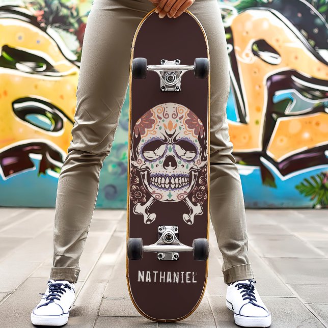 Skate Nome Personalizado do Crânio do Açúcar Mexicano Re (Criador carregado)