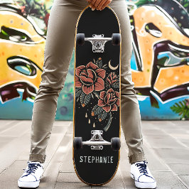 Skate Nome Personalizado do Estilo de Tatuagem de Rosas