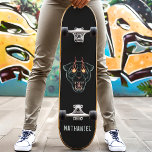 Skate Nome Personalizado do Gato de Pantera Negra Irrita<br><div class="desc">Tabuleiro de skate de Nome Personalizado do Gato Preto Irritado</div>