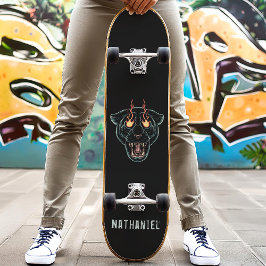 Skate Nome Personalizado do Gato de Pantera Negra Irrita