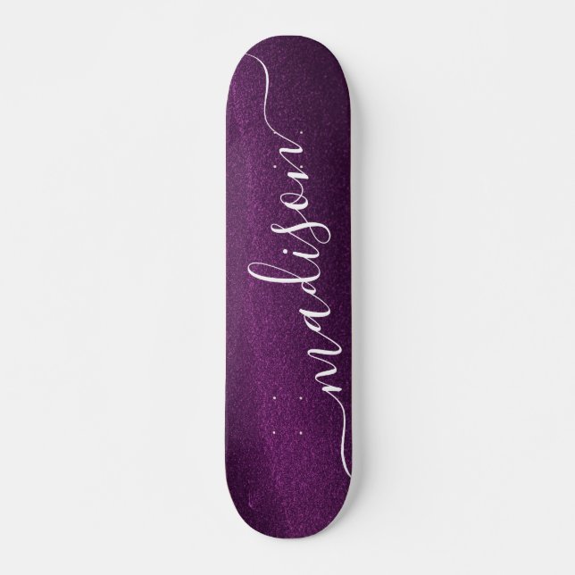 Skate Nome Personalizado do Shimmer Glitter Roxo (Frente)