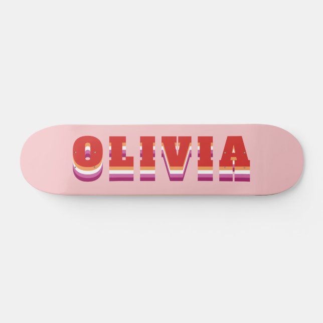 Skate Nome Personalizado do Sinalizador do Orgulho Lésbi (Horz)
