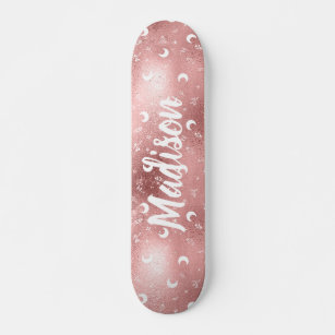 Skate Nome Personalizado Fairy Pink Moon Rosa Chic Doura