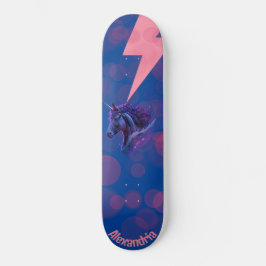 Skate Nome Personalizado Fantasy Unicorn Relâmpago Rosa
