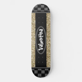 Skate Nome Personalizado Gliteria Dourada do Na moda de