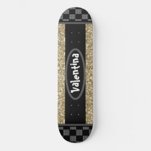 Skate Nome Personalizado Gliteria Dourada do Na moda de