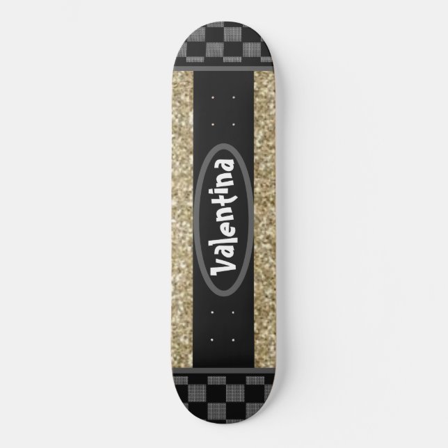 Skate Nome Personalizado Gliteria Dourada do Na moda de  (Frente)