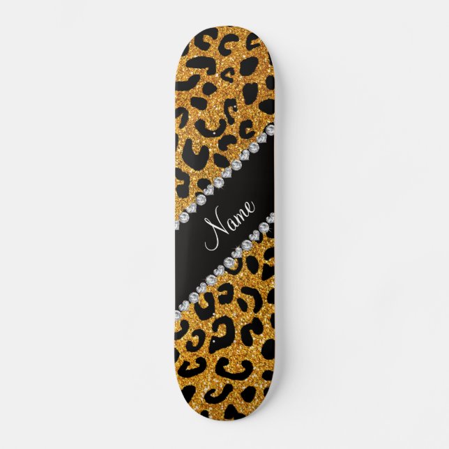 Skate Nome personalizado glitter amarelo impressão (Frente)