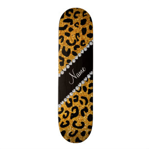 Skate Nome personalizado glitter amarelo impressão