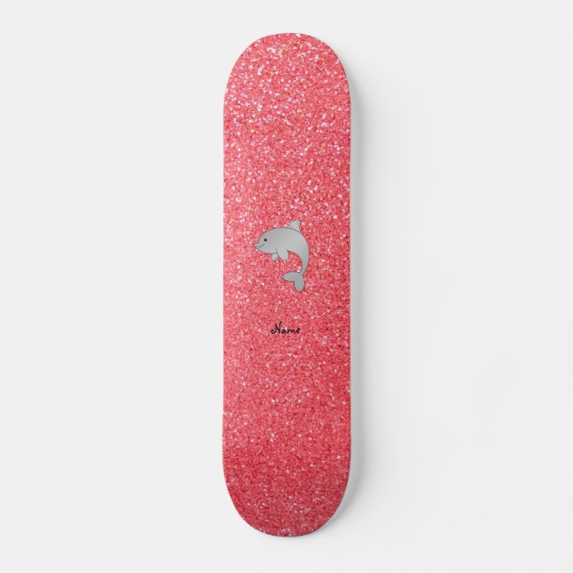 Skate Nome personalizado golfinho cor-de-rosa (Frente)