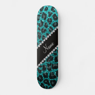 Skate Nome personalizado impressão brilhante aqua glitte