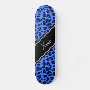 Skate Nome personalizado impressão leopardo azul