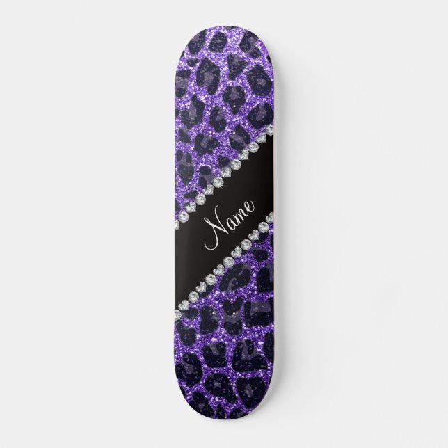 Skate Nome personalizado manchas-leopardo roxas (Frente)