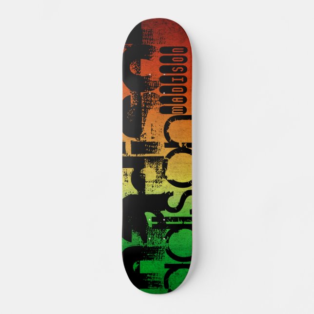 Skate Nome Personalizado no Neon Orange Yellow & Green (Frente)